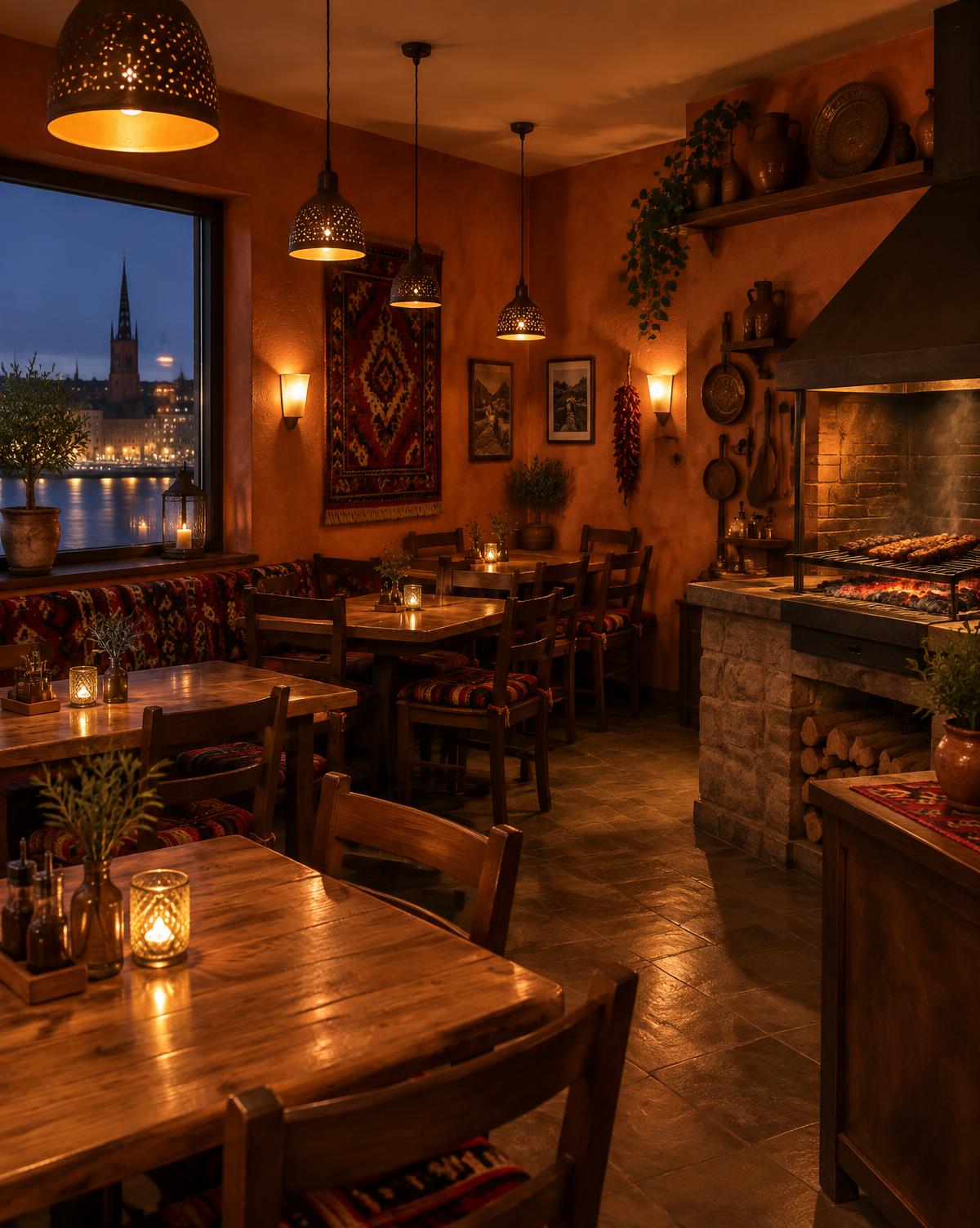 Restaurangen på kvällen